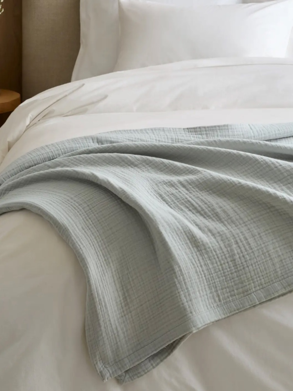Quince Organic Cotton Gauze Blanket King/Cal King Mist !!SET!! - Picture 2 of 10